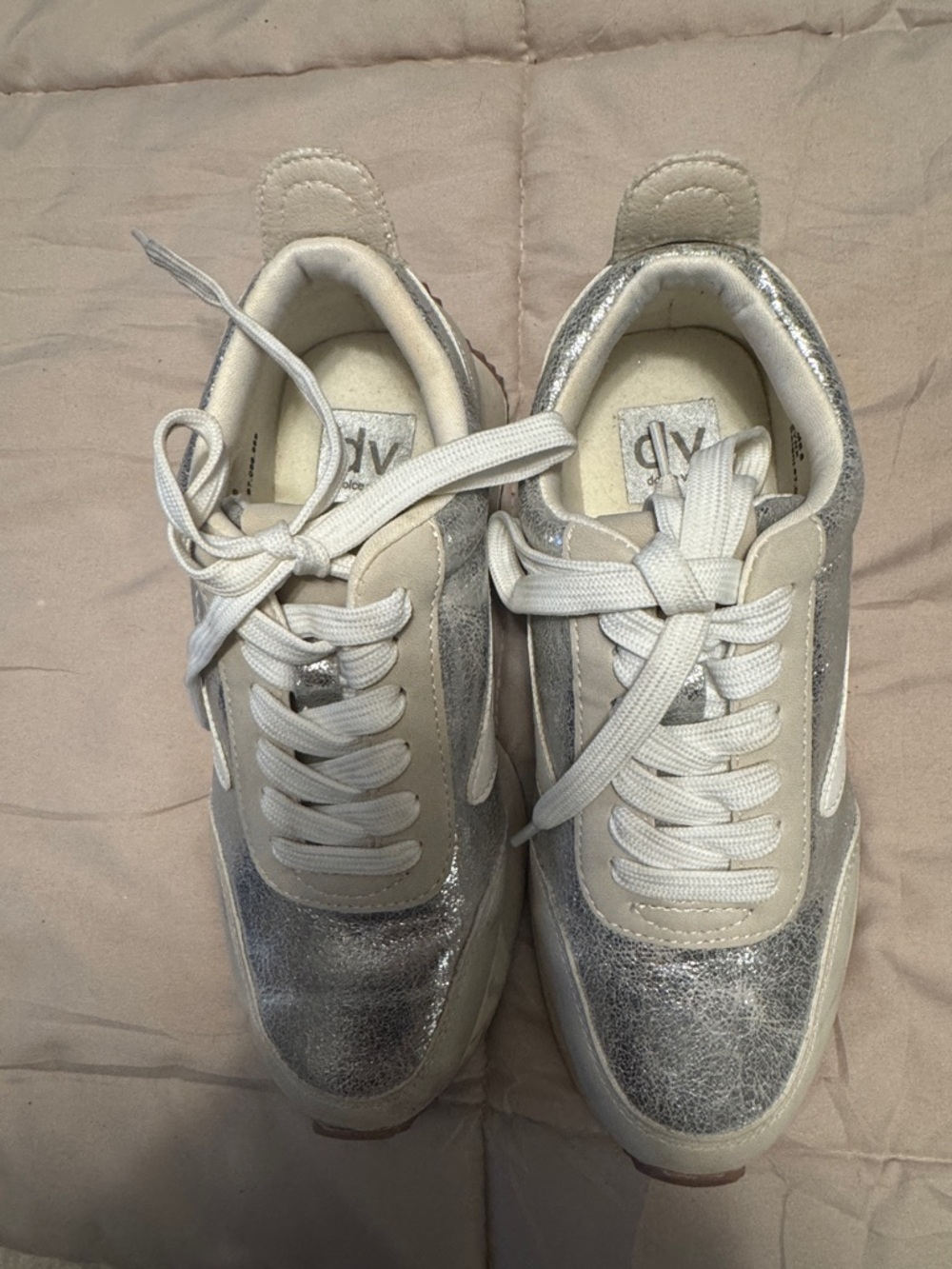 Dolce Vita Silver and White Women’s Sneakers